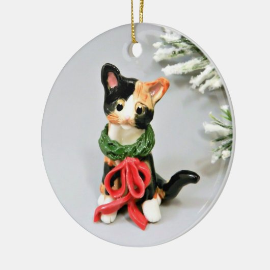 Cat Calico Holiday Ceramic Ornament (Links)