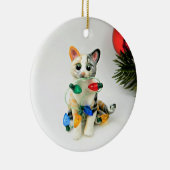 Cat Calico Tabby Holiday Ceramic Ornament (Rechts)