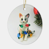 Cat Calico Tabby Holiday Ceramic Ornament (Links)