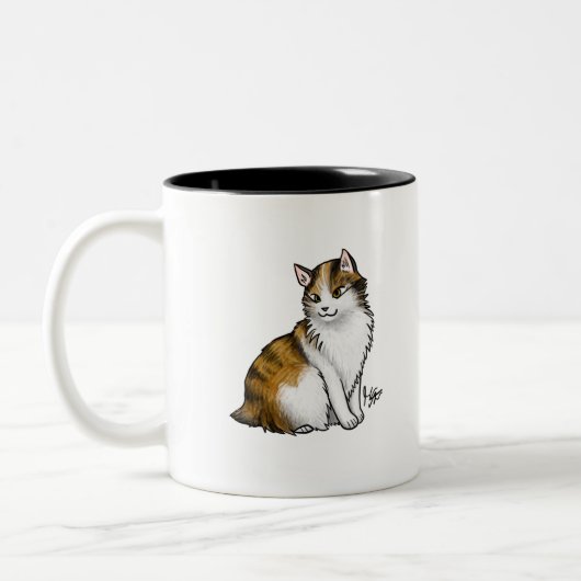Cat Calico Tailless Tweekleurige Koffiemok (Links)