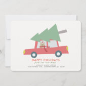 Cat Car Kerstboom Vakantie Verhuisaankondiging Kaart (Voorkant)