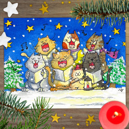Cat Carol Singers Briefkaart Grappig en Schattige