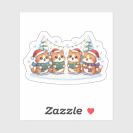 Cat Caroling Crew Singing Christmas Carols Holiday Sticker