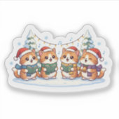 Cat Caroling Crew Singing Christmas Carols Holiday Sticker (Voorkant)