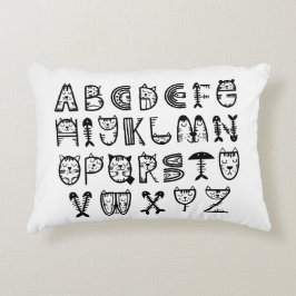 Cat Cartoon alfabetten afdrukken Accent Kussen
