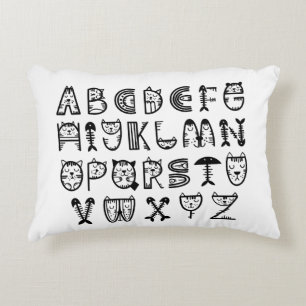 Cat Cartoon alfabetten afdrukken Accent Kussen