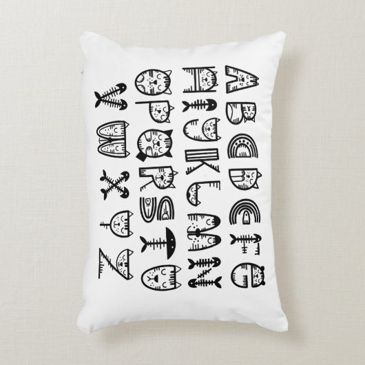 Cat Cartoon alfabetten afdrukken Accent Kussen (Voorkant(Verticaal))