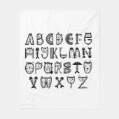 Cat Cartoon alfabetten afdrukken Fleece Deken (Voorkant)