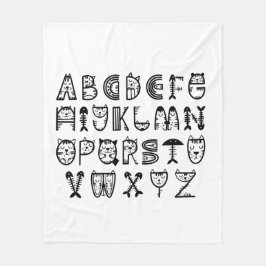 Cat Cartoon alfabetten afdrukken Fleece Deken