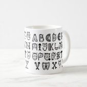 Cat Cartoon alfabetten afdrukken Koffiemok (Voorkant rechts)