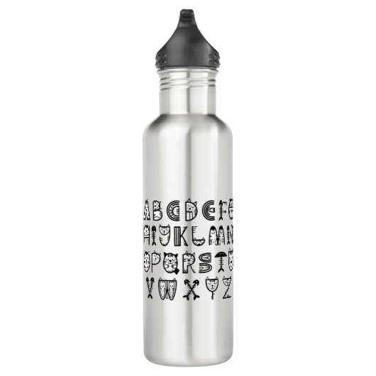 Cat Cartoon alfabetten afdrukken Waterfles (Rechts)