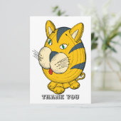 Cat cartoon clipart bedankkaart (Staand voorkant)