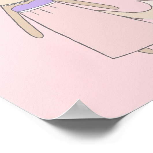 Cat cartoon girl prinses roze crèche poster (Hoek)