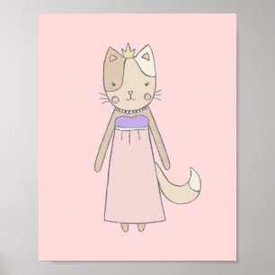 Cat cartoon girl prinses roze crèche poster