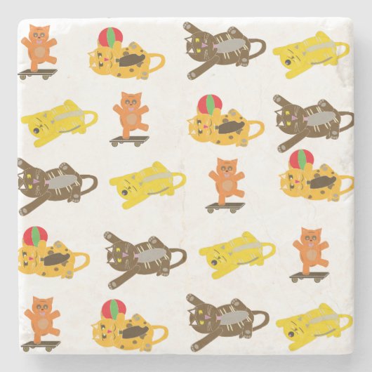 cat cartoon pattern onderzetter (Voorkant)
