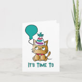 Cat Cartoon Schattige Funny Time to Pawty Birthday Kaart (Voorkant)