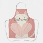  Cat Cartoon Schort met Hart en Roze (Voorkant)