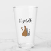 Cat Cartoon Tekening Tabby Katten Elegant Script Glas (Voorkant)