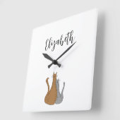 Cat Cartoon Tekening Tabby Katten Kinder Vierkante Klok (Hoek)