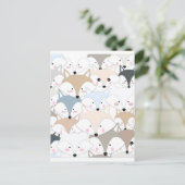 Cat-cartoon-vos- of wolvenpatroon briefkaart (Staand voorkant)