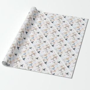 Cat-cartoon-vos- of wolvenpatroon cadeaupapier