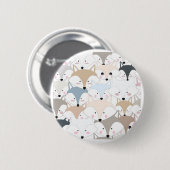 Cat-cartoon-vos- of wolvenpatroon ronde button 5,7 cm (Voorkant /achterkant)