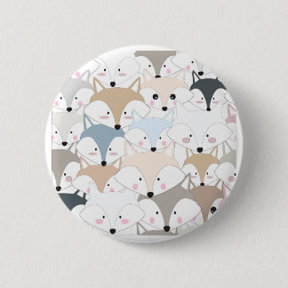 Cat-cartoon-vos- of wolvenpatroon ronde button 5,7 cm