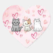 Cat Cartoons and Hearts Hart Sticker (Voorkant)