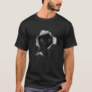 Cat-Cat Black-Cat Torn Cloth Kitten T-shirt
