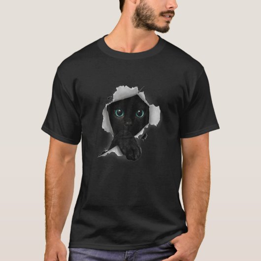 Cat-Cat Black-Cat Torn Cloth Kitten T-shirt (Voorkant)