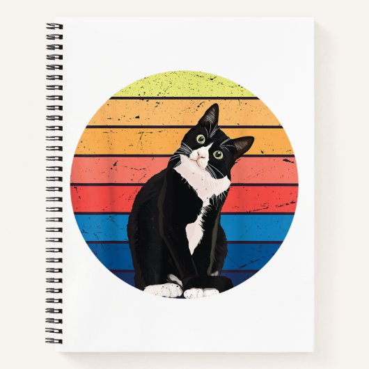 Cat Cat Cat Cat Retro-kleuren voor Dierenvrienden Notitieboek (Voorkant)