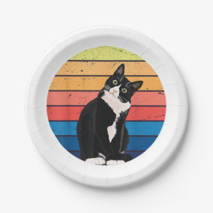 Cat Cat Cat Cat Retro-kleuren voor Dierenvrienden Papieren Bordje
