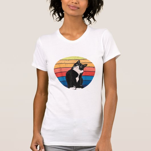 Cat Cat Cat Cat Retro-kleuren voor Dierenvrienden T-shirt (Voorkant)