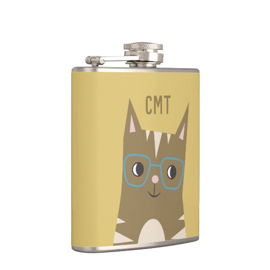 Cat Cat Cat Cute Hipster | Monogram Heupfles (Rechts)