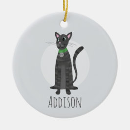 Cat Cat Cat Paw drukt Happy Holiday af Keramisch Ornament