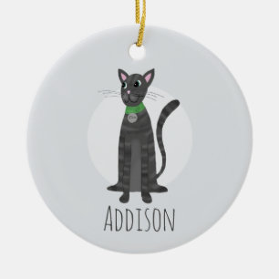 Cat Cat Cat Paw drukt Happy Holiday af Keramisch Ornament