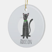 Cat Cat Cat Paw drukt Happy Holiday af Keramisch Ornament (Links)