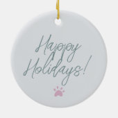 Cat Cat Cat Paw drukt Happy Holiday af Keramisch Ornament (Achterkant)