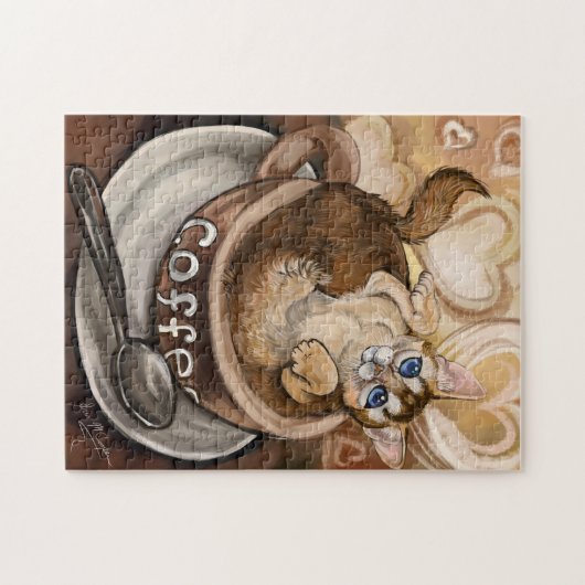 Cat Cat Coffee Art Legpuzzel (Horizontaal)