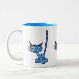 Cat Cat Cool Blue Cartoon Tweekleurige Koffiemok