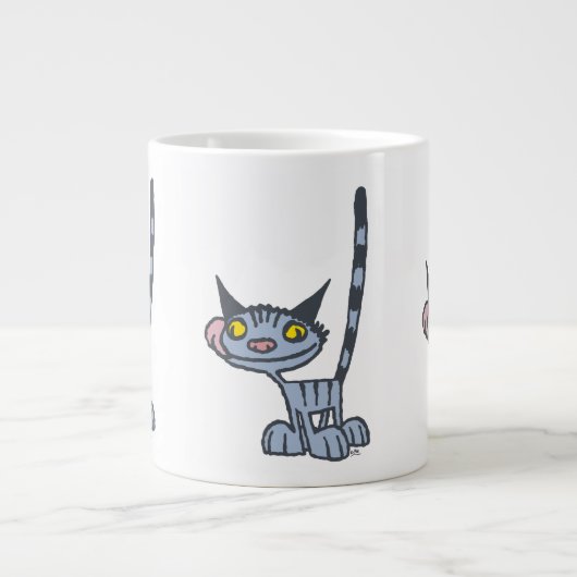 Cat Cat Cool Grey Cartoon Cat Grote Koffiekop (Voorkant)