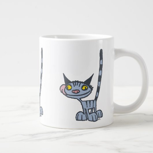 Cat Cat Cool Grey Cartoon Cat Grote Koffiekop (Rechts)