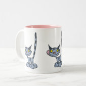 Cat Cat Cool Grey Cartoon Cat Tweekleurige Koffiemok (Voorkant links)
