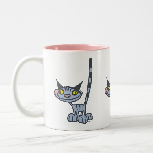 Cat Cat Cool Grey Cartoon Cat Tweekleurige Koffiemok (Links)