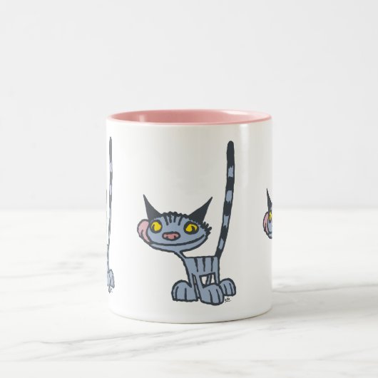 Cat Cat Cool Grey Cartoon Cat Tweekleurige Koffiemok (Center)