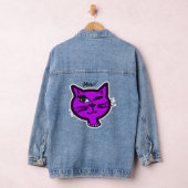 Cat Cat Cute Winky Paarse Cartoon Denim Jacket (Hangar)