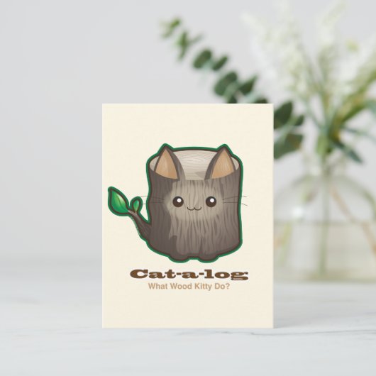 Cat Cat Log Cute Cute Briefkaart (Staand voorkant)