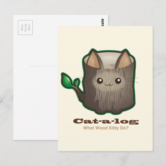 Cat Cat Log Cute Cute Briefkaart (Voorkant / Achterkant)