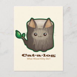 Cat Cat Log Cute Cute Briefkaart