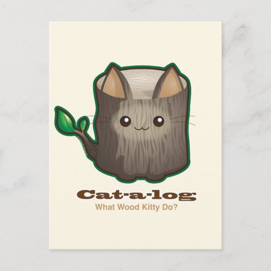 Cat Cat Log Cute Cute Briefkaart (Voorkant)